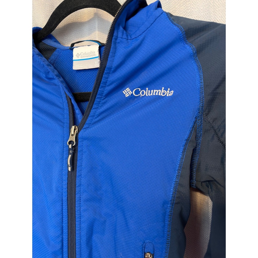 Columbia Kids Blue Hooded Windbreaker Jacket Full Zip Mesh Lined Small 8